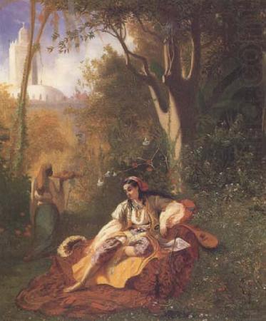 Theodore Frere Algerienne et sa servante dans un jardin huile sur toile (mk32) china oil painting image